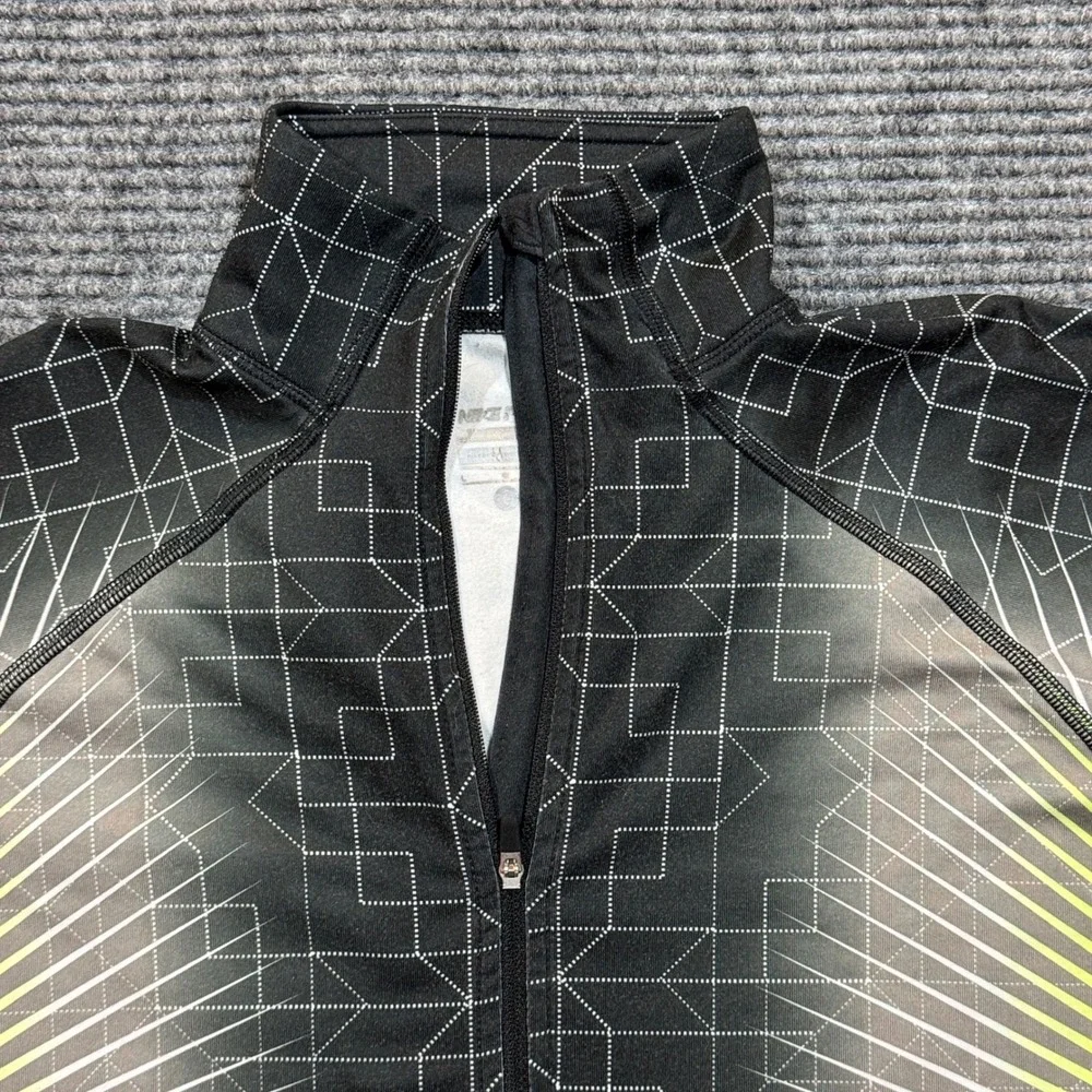 Nike Pro Hyperwarm Half Zip Women's‎ L Black Yellow Geometric Pullover